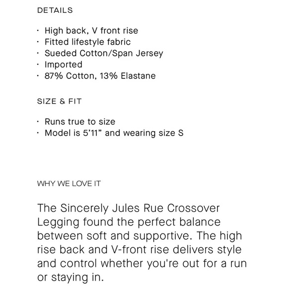 NWT Sincerely Jules for Bandier The Rue Crossover Lifestyle Legging in Black - Picture 13 of 14